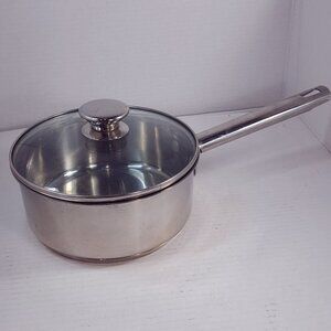 Wolfgang Puck Bistro Sauce Pot saucepan glass Lid Stainless Steel long handle